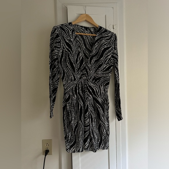 The Kooples Long Sleeve Mini Dress W/ Contrast Print sz 1 - Picture 6 of 13
